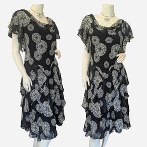 Amanda Lane Black and White Midi Dress